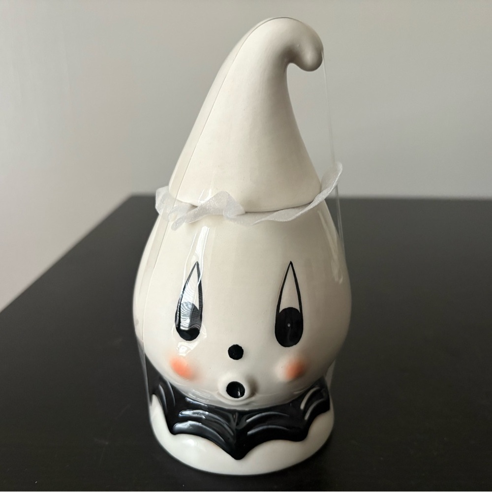 Johanna Parker Ceramic Ghost with Bow Canister Small